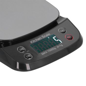 Kitchen Digital Scale Household Stainless Steel Rechargeable Baking Scale for Weighing Food Black10kg/1g