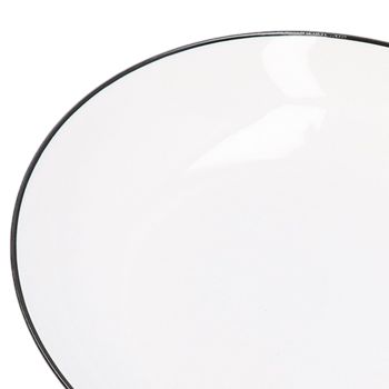 4Pcs Ceramic Dinner Plates Set Black Line Tableware 8 Inch Round Plate for Salads Steak Plate