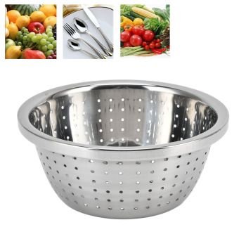 Vegetable Washing Basket Rustproof Multifunction Stainless Steel Colander for Kitchen Household Silver18cm