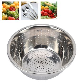 Vegetable Washing Basket Rustproof Multifunction Stainless Steel Colander for Kitchen Household Silver26cm