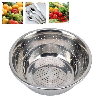Vegetable Washing Basket Rustproof Multifunction Stainless Steel Colander for Kitchen Household Silver28cm