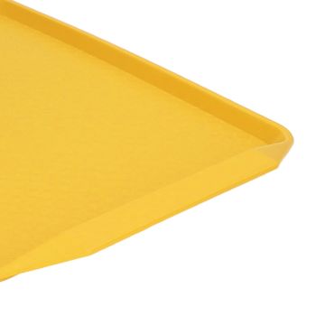 3PCS Colorful Food Tray Rectangle Thickened Binaural Plastic Tray Heat Resistance Stackable Cafeteria Trays for HotelYellow