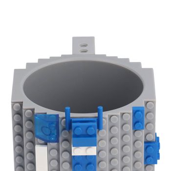 400ml Building Blocks Cups Build On Brick Coffee Mug DIY Novelty Building Blocks Cup for Kids Adults Birthday Gray