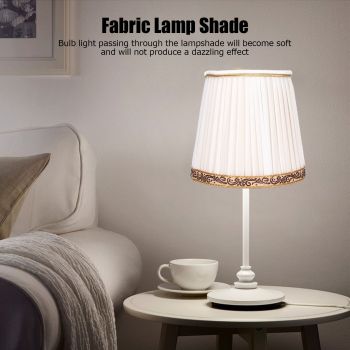 6Pcs Fabric Mesh Lamp Shade Clip On Lampshade Beige Golden Edge Style for E14 Chandelier Ceiling Lamp