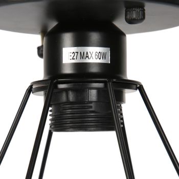 Ceiling Light Cage Guard Cover with Lamp Holder Base Vintage Industrial Style for E27 Bulbs