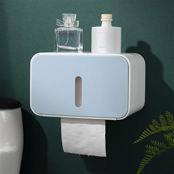 Wall Mounted Toilet Paper Holder PS ABS Waterproof Roll Paper Tissue Storage Box Bathroom Accessories Blue