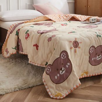 Summer Air Conditioner Quilt Machine Washable Soft Breathable Portable Air Conditioner Blanket Summer Comforter Cute Bear 150x200cm