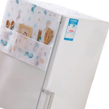 Refrigerator Dust Cover PEVA Home Water and Oil Proofing Refrigerator Cover Towel for Kitchen Seahorse House 130x55cm/51.2x21.7in