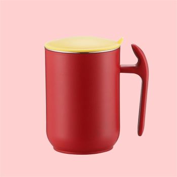 550ml Stainless Steel Double Walled Mugs Leakproof Prevent Scalding Frosted Insulated Coffee Mugs for Home Cafe Office Dark Red 550ml