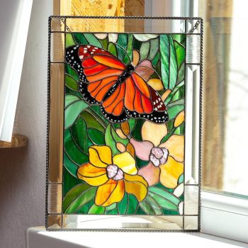 Cardinal Stained Window Panel Glass Window Hanging For Wall Decoration