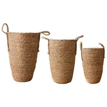 Straw Woven Baskets Vase Ornaments Living Room Flower Arrangements Dried Flowers Wicker Flower Pots