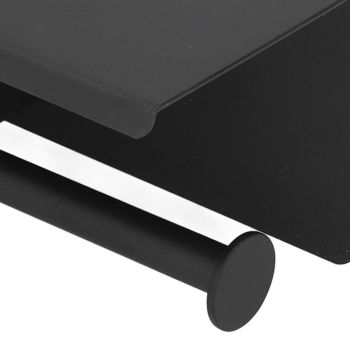 Stainless Steel Toilet Paper Holder with Shelf Self Adhesive Punch Free Toilet Paper Shelf Roll Holder for Bathroom K10 Black