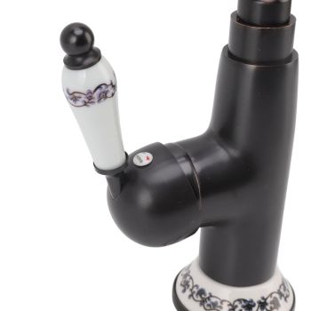 Antique Faucet Retro Style Porcelain Valve Long Spout Sturdy Brass Rotatable Antique Mixer Tap for Bathroom Kitchen