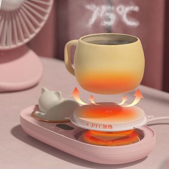Intelligent Mug Warmer Coaster 55 Degrees Celsius Constant Temperature Cup Heating Mat Pad for Working Pink