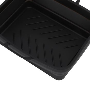 2 Pcs Silicone Air Cooker Pot with Handle Rectangular Fryer Liner Tray Replacement for Kitchen Cooking Accessories Black
