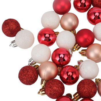 49pcs Mini Christmas Ball Ornaments Shatterproof Shiny Colorful Christmas Ball for Holiday Wedding Party Decoration Red White Pink
