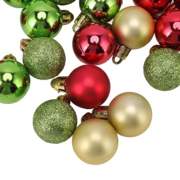 49pcs Mini Christmas Ball Ornaments Shatterproof Shiny Colorful Christmas Ball for Holiday Wedding Party Decoration Red Green Gold
