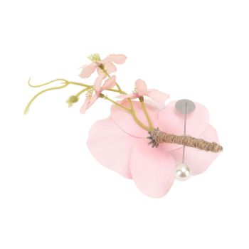 5 Pcs Groom Boutonniere Elegant Men Wedding Flower Lifelike Permanent Reusable Artificial Brooch Flower Pink