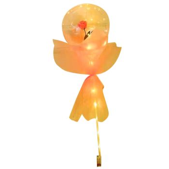Luminous Balloon Rose Bouquet Transparent Ball Bouquet Valentines Day Gifts with Gauze Paperboard Full Set Pink