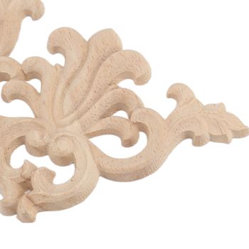 4Pcs Wood Corner Applique Decorative Carved Corner Onlay Applique for Cabinet Door Bed Wardrobe Furniture Decoration