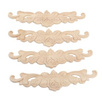 Wood Appliques European Style Exquisite Appearance Decorative Wood Carved Corner Onlay for Cabinet Door Decoration