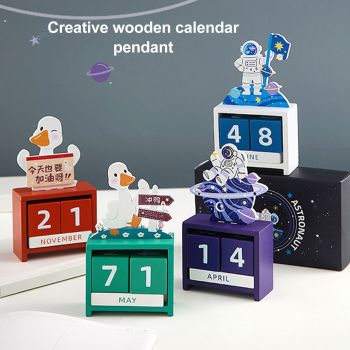 Wooden Perpetual Calendar Countdown Month Date Block Cubes Calendar Cute Desktop Decoration Type 4