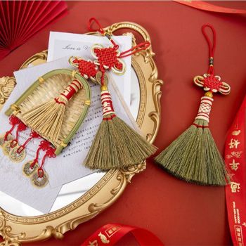 Broom Dustpan Decor Chinese Year Ornament Pendant New Tassel Hanging Decor Mini Fortune Broom Decoration B3