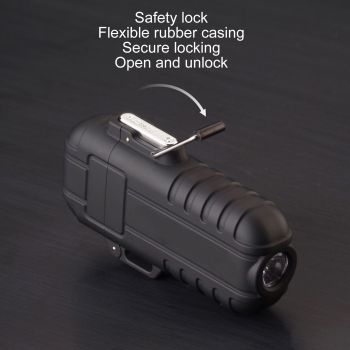Outdoor Double Arc Electric Lighter Portable Waterproof Flashlight Lighter Charging Pulse Windproof Lighter Black