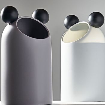 Trash Can Inclined Opening Large Capacity Modern Look Thickened Garbage Bin for Kitchen Bathroom Office Living Room White