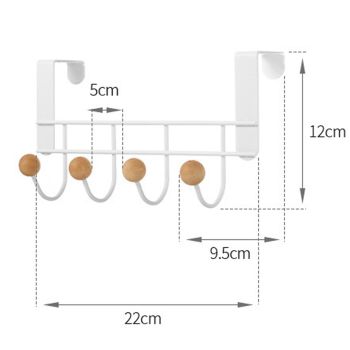 Back Door Hooks Chinese Cherry Iron Punch Free Horizontal White Door Towel Hanger Rack for Home Hats Storage 4 Hooks