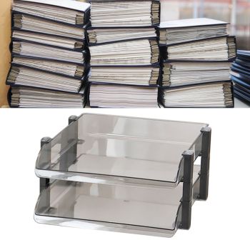 Desk File Letter Tray Layered Classified Documents Rack Acrylic Office Storage Rack Dark Black 2 Layers 280x372x144mm