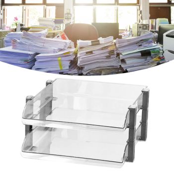 Desk File Letter Tray Layered Classified Documents Rack Acrylic Office Storage Rack Transparent 2 Layers 280x372x144mm