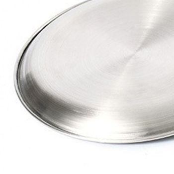 Stainless Steel Round Pizza Pan Tray Diameter 11.8in Round Brushed Metal Dinner Plates for Cake Dessert Fruit Western Cuisine