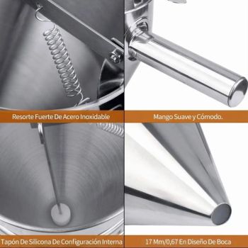 Stainless Steel Pancake Batter Dispenser Baking Cake Funnel Dispenser with Stable Rack for Takoyaki Ball Waffles