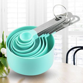 Measuring Cups Spoons Green PP 403 Stainless Steel Hanging Hole Design Double Scale Easy Cleaning Measuring Tablespoon