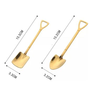 6Pcs Shovel Spoon Set 15cm Stainless Steel Square Shovel Spoon and Pointed Shovel Spoon Set for Home Outdoor Office Titanium