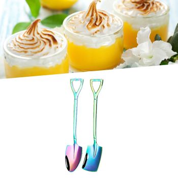 6Pcs Shovel Spoon Set 15cm Stainless Steel Square Shovel Spoon and Pointed Shovel Spoon Set for Home Outdoor Office Colorful