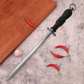 10in Knife Sharpener Stick Professional Honing Blade Sharpening Rod Stick for Home Business Black