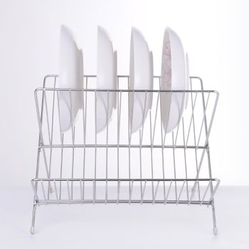 Dish Drainers Foldable X Shape 2 Tier Dish Drying Rack Dinner Plate Bowl Drying Holder Rack for Kitchen Counters