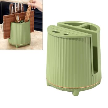 Multifunctional Rotating Knife Holder Kitchen Chopping Board Knife Storage Rack Large Capacity Drain Chopstick Knife Shelf Single Layer Avocado Green
