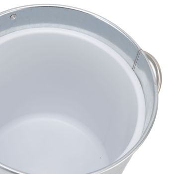Ice Bucket Round with Ice Shovel Galvanized Sheet Plastic Beer Chiller Bin for Bar Home Wood Color