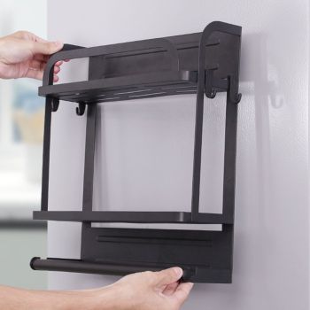 Refrigerator Magnetic Storage Shelf Organizer Strong Magnetic Spice Rack for Refrigerator B Style Double Layer