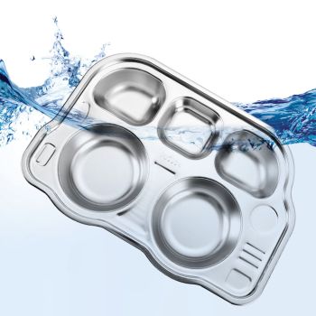 Stainless Steel Divided Platter Food Grade Cartoon Drop Proof Fun Shape Divided Dinner Tray for Kindergarten Pickup Truck