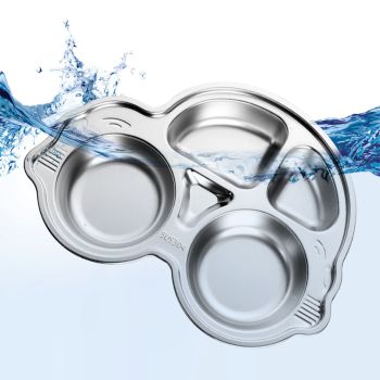 Stainless Steel Divided Platter Food Grade Cartoon Drop Proof Fun Shape Divided Dinner Tray for Kindergarten Beetle Car