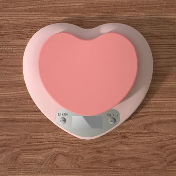 Digital Food Scale HD LCD Display 3 Units Accurate Heart Shaped Small Kitchen Electronic Scale for Baking 1g/5kg Battery Type