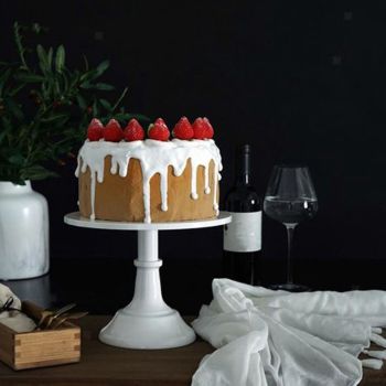 Metal Cake Stand European Style Anti Slip Round Cake Stand for Weddings Parties Anniversaries Small White
