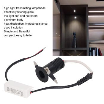 3W LED Recessed Spotlight Mini Under Cabinet Light Downlights with LED Driver for Kitchens Cabinets Ceilings AC85‑265V Warm White 3000K