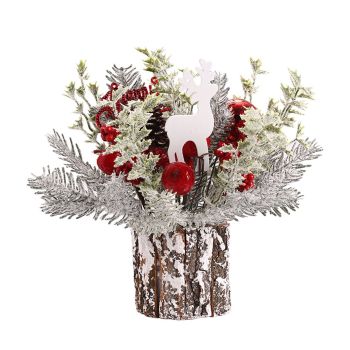 Mini Christmas Tree Decorations 35cm Flocking Pine Cone Simulation Artificial Christmas Tree Home Desktop Ornaments