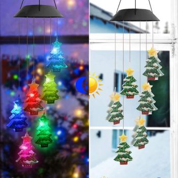 Yard Solar Wind Chime Light LED Solar Powered Wind Chimes Hanging Lamp for Patio Garden