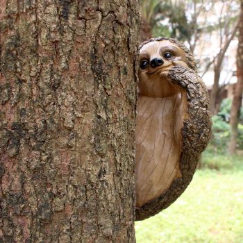 Garden Peeker Sloth Sculptures Lovely Innovative Simulation Resin Waterproof Lasting Tree Hugger Peeker Statue